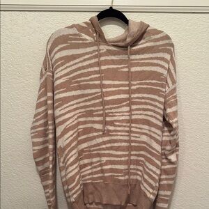 Wishlist Tan and White Turtleneck Sweater with Stripes